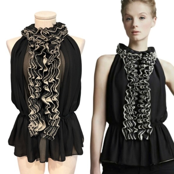 ROBERT RODRIGUEZ Neumann Marcus for Target sleeveless blouse with jabot collar - Picture 1 of 16